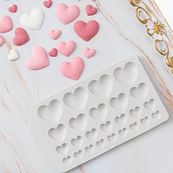 25 Dobumā Mīlestības Sirds Formas Silikona Veidnes DIY Kūka Pelējuma Sugarcraft Karamele Šokolādes Kūka Dekorēšanas Instrumentiem, Ģipša Sveķu Pelējuma