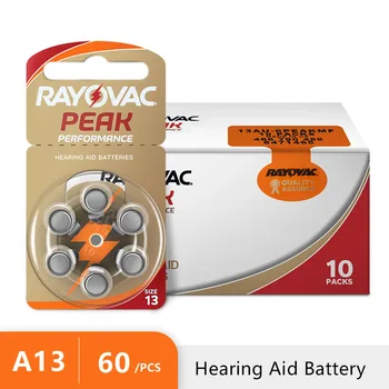 Dzirdes aparātu Baterijas 60Pcs Rayovac Maksimālā A10 A13 A312 A675 Augstas Veiktspējas Cinka-Gaisa Baterijas Mini Digitālais Dzirdes aparāts