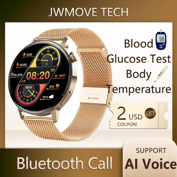 JWMOVE 360*360 Smartwatch Smart Pulksteņi Vīriešu Sieviešu 2022 Jaunu Ai Balss Bluetooth Ūdensizturīgs Asins Glikozes Ķermeņa Temperatūra Veselību