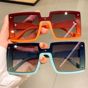 KAMMPT Lielizmēra Kvadrātveida Vīriešu un Sieviešu Saulesbrilles Modes Vintage Spogulis Toņos Briļļu Luksusa Zīmolu Dizainera UV400 Ieplests, Saules Brilles