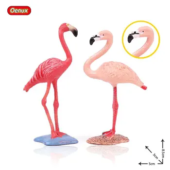 Oenux Savvaļas Rozā Flamingo FMG Dzīvnieku Modelis Cietā PVC Darbības Rādītāji Phoenicopterus Rozā Spalvu Rotaļlietas Bērniem Dzimšanas dienas Dāvana