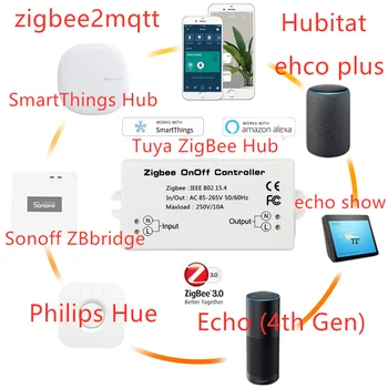 ZigBee Smart On Off Slēdzis Kontrolieris Strādā ar Echo Plus, SmartThings Centrs,Tuya, eWeLink, Nokrāsas, zigbee2mqtt,Smart ZigBee Vārti